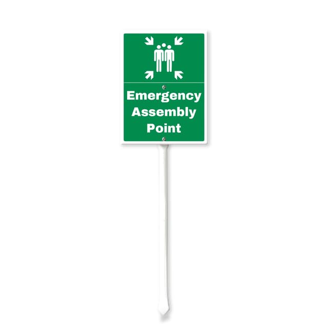 Emergency Assembly Point Yard Sign With Stakes Outdoor Lawn Yard Signs 4.6 x 6 inch