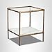 Signature Design by Ashley Ryandale Square Accent Table for Living Room, Sand‑Casted Aluminum Frame With Brass Finish, Glass Top and White Marble Shelf, 21