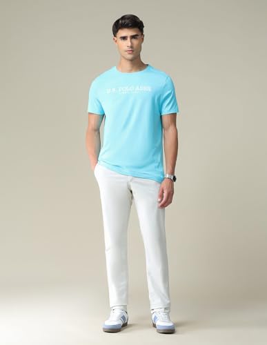 Image of U.S. Polo ASSN. Knitted Slim Fit Cotton T-Shirts for Men - Breathable & Comfortable, Half Sleeves Mens Casual T Shirts