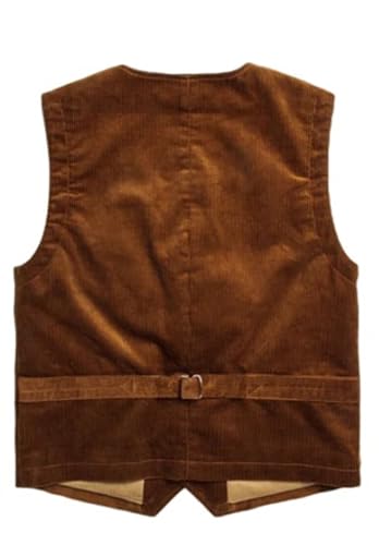 Mens Corduroy Vest 5 Button Slim Fit Business Formal Waistcoat with Pockets3