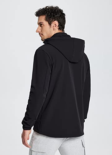 Baleaf Men's Softshell Jacket Fleece Lined Windproof Winter Warm Outerwear Insulated Removable Hood For Hiking Black Size Xl #TOP1
