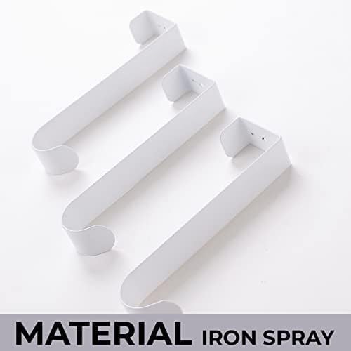 Kuber Industries Pack Of 6 Cloth Hanger|Wall MountedTowel Hanger|Multipurpose Cloth & Towel Holder|Iron Spray Material|EasyInstallation|Interchangeable Over The Door Hook|ZT-3042(W)|Set Of 3|White 4