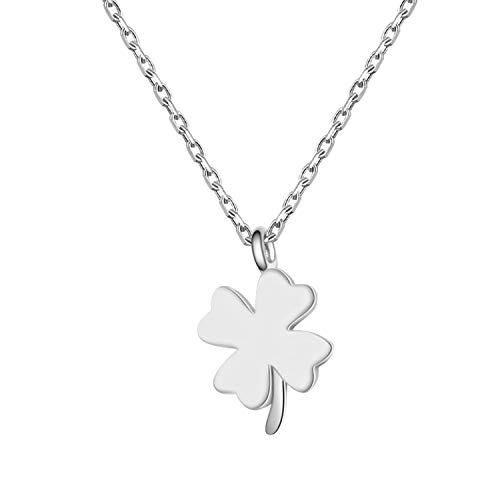 Preisvergleich Produktbild HERZFLÜGEL Kleeblatt Halskette mit Anhänger - Echter Kettenanhänger aus 925 Sterling Silber - Für Damen - Rhodiniert