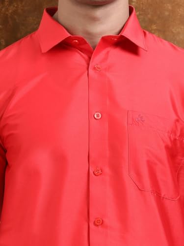Image of Tattva Men Silk Blend Ethnic Shirt | Traditional South Indian Wear for Wedding, Festivals & Casual Wear