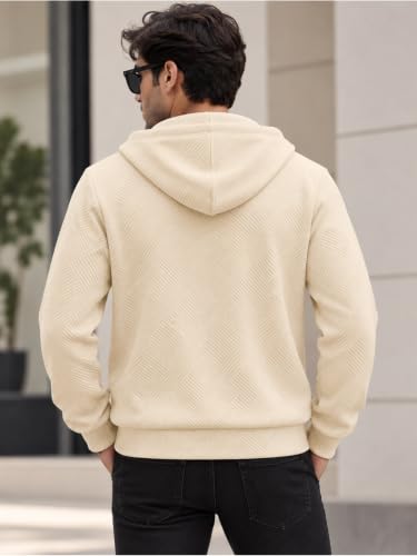 Image of Leriya Fashion Winter Jacket for Men | Cotton Warm Hooded Hoodie with Drawstring | Oversize Hoodie for Men with Zipper Closure | Textured Knit Long Sleeve Sweatshirt Kangaroo Pocket