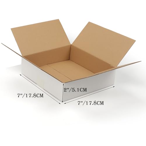 Image of 7x7x2 Shipping Boxes Set of 40, 3 Layers White Corrugated Cardboard Small Business Packing Box for Mailing