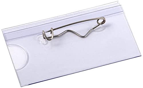 EUROPEL Porte-badges en plastique fermeture épingle (épingle à nourrice) - lot de 24 pièces - 60 x 40mm - Porte-cartes d'identité et porte-étiquettes nominatives - avec étiquettes d'insertion vierges Cover