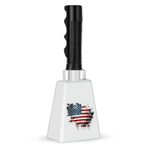 Cow Bell, Cow Bells Noise Makers, Cow Bells for Sporting Events to Make Big Noise, Cowbell with Handle for Football Games, Graduation, Party, school, Farm, Percussion Music(Flag,1 Pcs)