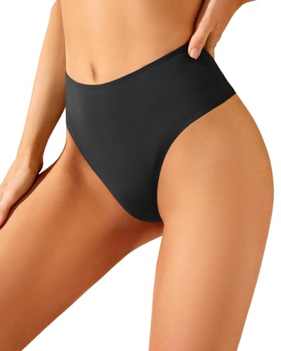 Zmart Women High Waist Thong Bikini Bottoms High Cut Swimsuit Bathing Suit Cheeky Brazilian Swimwear Bottom3
