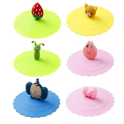 Zwenjuan Couvercles en Silicone pour Verres à Boire,6 pièces Silicone Tasse Couvercles 10 cm Anti-Poussière Couvercle De Mug,Réutilisables pour Pots de...