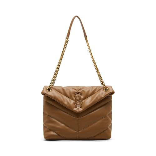 Steve Madden Bolsa de ombro feminina Britta Chevron Quilt, Conhaque, One Size