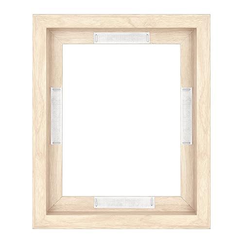 Image of MCS Canvas Float Frames 8x10 Frame, Natural Woodgrain for Finished Canvases, Vertical & Horizontal Wall with Adehsive for Canvas Paintings (1-Pack)