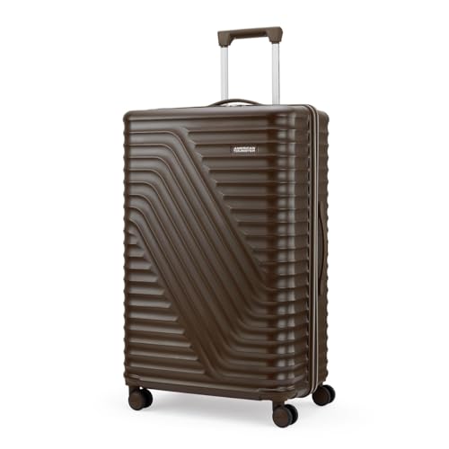 Image of American Tourister Travix | Check-in Trolley Bag (77 cm) | 360 8 Wheel Travel Luggage | Hard Case Polycarbonate Suitcase | Recessed Combination Lock | Coffee