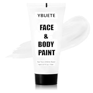 White Water Based Face Body Paint, 2.37 OZ Washable Large Tube Full Coverage Face Paint Cream for Adult Carnival Cosplay Halloween SFX Skull Joker Zombie Vampire Skeleton Goth Makeup