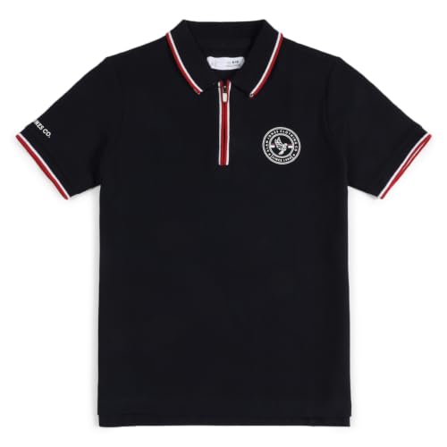 Image of Alan Jones Clothing Boys Cotton Polo T-Shirt | Honeycomb Knit Fabric |Regular Fit Half Sleeve Zip Polo Neck |Casual & Sports Wear | Sizes 6-16 Years