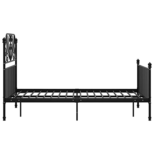 Myheimly Bettgestell Metallbett Schlafzimmer Bett Doppelbett Schlafzimmermöbel Bettrahmen Lattenrost Pulverbeschichtetes Metall Bettgestell Schwarz,120 x 200 cm – Bild 6