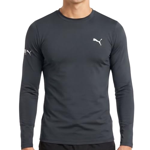 PUMA Camiseta Térmica Masculina Manga Longa UV 50+ Segunda Pele Academia Treino, Chumbo, GG