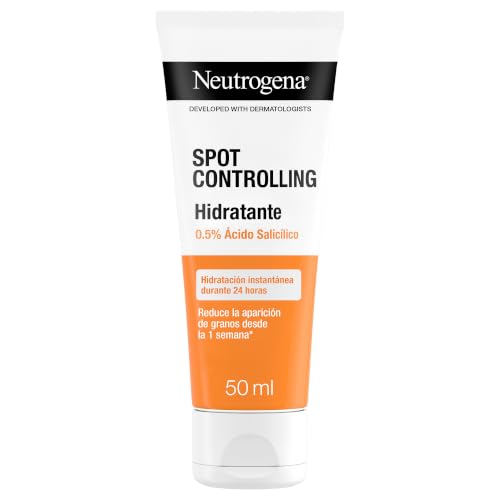 Neutrogena Spot Controlling Hidratante con 0.5% Ácido Salicílico (1 x 50 ml), crema hidratante facial para piel con tendencia acneica, hidratante facial oil-free