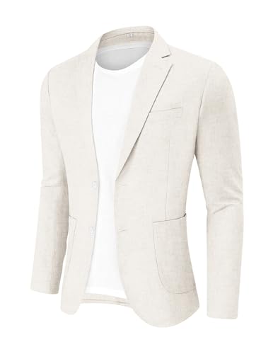CORSKI Men's Casual Blazer Linen Sport Coat Two Button Lightweight
