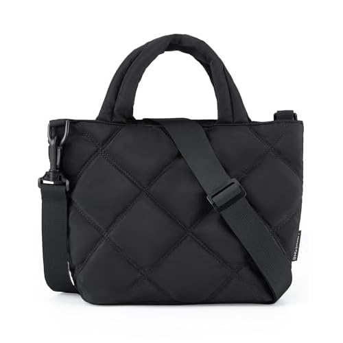 BAGSMART Crossbody Bags for Women, Quilted Grid Mini Tote Bag Shoulder Bag, Small Purse Handbag Organizer