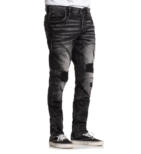 American Fighter Men's Denim Jeans, Mid Rise Tapered Fit, 34" Inseam, Light Wash3