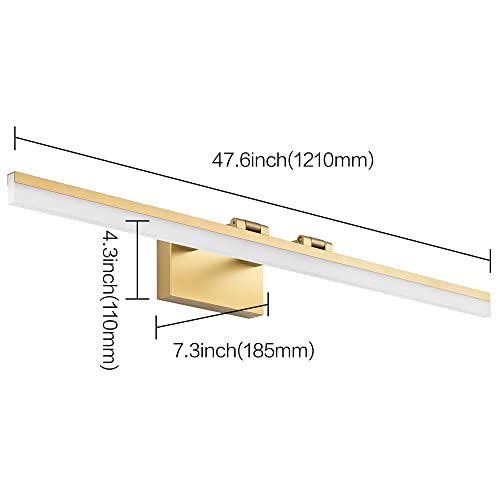 Image of SOLFART Dimmable 39.4Inch Modern LED Vanity Light Golden Finished Bathroom Vanity Lighting Fixtures Gold