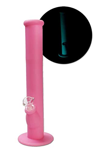 bong-discount Wasserpfeife, SILIKON-Bong, EIS-Bong Pop Silicon 'Glow Colors Glow' | 35 cm, NS 19 (18,8mm), NS 14 (14,5mm…