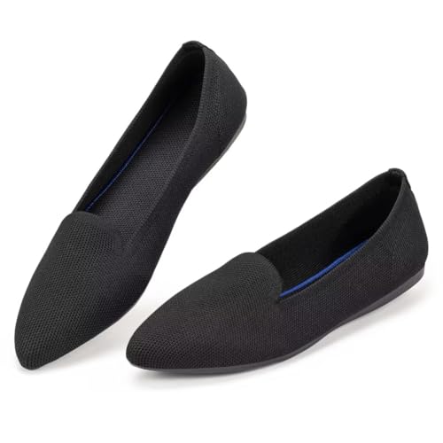 Image of Frank Mully Women's Casual Loafer Flats Slip On Loafer Shoes Comfortable Knit Flat Shoes Classics Pointy Toe Loafer Flats,for Work,Travel