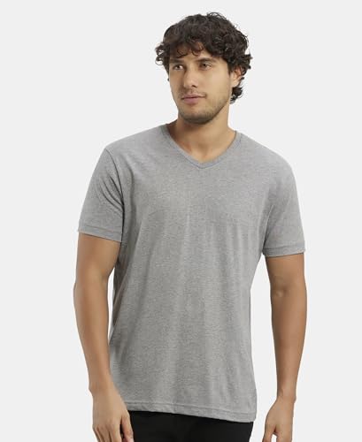 Image of Jockey 2726 Men's Super Combed Cotton Rich Solid V Neck Half Sleeve T-Shirt