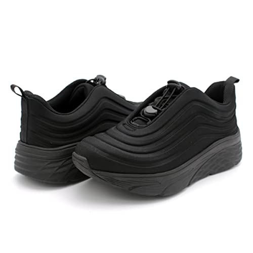 Laforst Womens Nonslip Running Shoes Water Resistant Upper Fashion Platform Sneaker Black 9.5