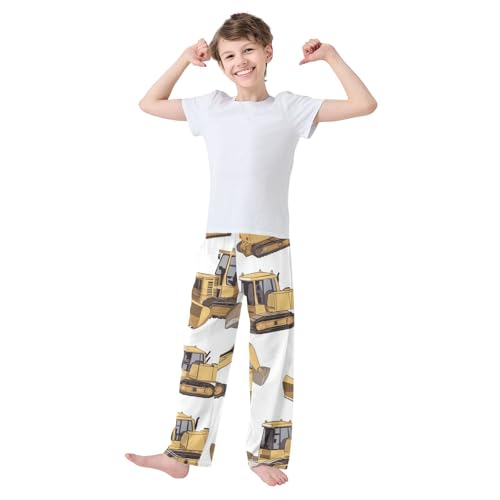 ZZXXB Bulldozers Print Boys Long Pants Soft Trousers Elastic Waist Kids Lounge Bottoms with Pockets S-XL3