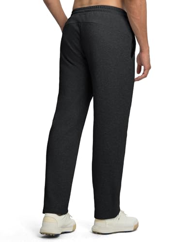 Rdruko Men's Fleece Sweatpants Straight Leg Athletic Yoga Lounge Pants Open Bottom Casual Jersey Pants with Zipper Pockets3