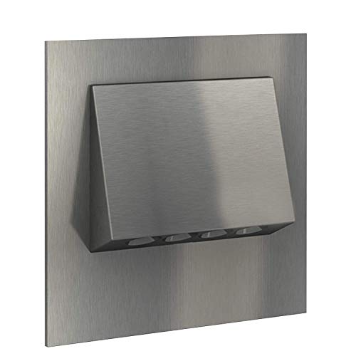 Preisvergleich Produktbild LED Treppenbeleuchtung NAVI Wandeinbauleuchte Edelstahl gebürstet (8 Stück). 230V Treppenlicht LEDIX (1er bis 9er Set) Lichtfarbe: warm-weiss Wandleuchte Passend für Ø 60 mm Unterputz Einbaudose (Installationsdose).