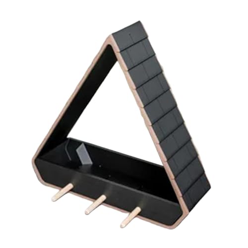 KLKCMS 木製鳥の餌箱 鳥の餌箱スタンド 工芸品 庭の装飾 外側の装飾 三角形 スライドトレイ付き パティオ庭 庭の芝生用, 黒