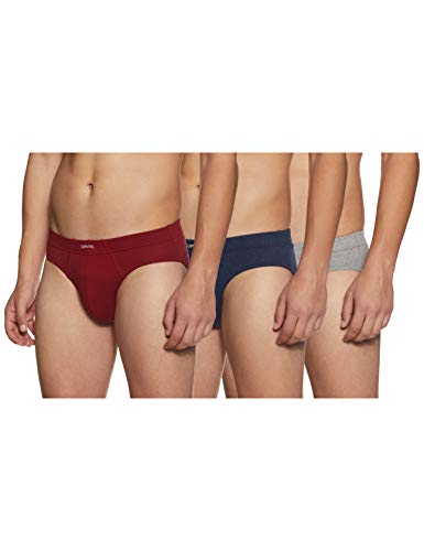 Image of Levi's 011 Comfort Brief for Men | 100% Pure Cotton | Breathable | Durable | Anti-Roll Waistband | Extra Supportive Gusset | Dual Layer 3D Pouch | Tagless & Zero Irritation Comfort | Pack of 3
