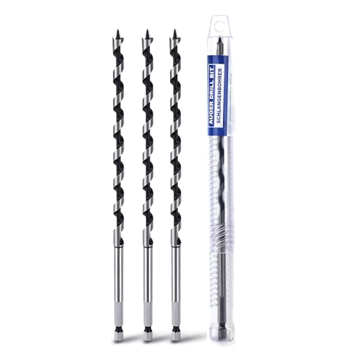 3 Pack 3/8" X 9" Auger Bit for Wood, 10x230mm Hex Long Auger Drill Bit