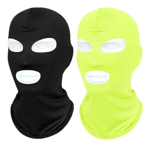 Image of 2Pcs 3 Hole Full Face Mask, Thin Cooling Balaclava Summer Seamless Face Mask for Motorcycle Bike Hunting Cycling Halloween