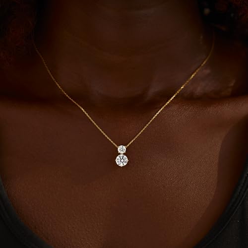 STORYJEWELLERY Cubic Zirconia Necklace, 18K Gold Plated Necklaces, Simple Sterling Silver Stone Necklace for Women, Elegant Wedding Necklaces for Brides, Gold Plated Jewelry for Women2