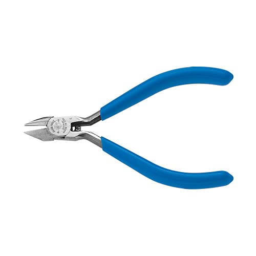 Klein Tools D259-4C Pliers, Diagonal Cutting Midget Electronics Pliers with Pointed Narrow Jaw, and Hot-Riveted Joint, 4-Inch