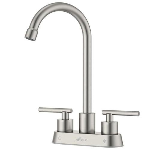 APPASO Bar Sink Faucet 4 Inch Centerset 2 Hole with Dual Handles Stainless