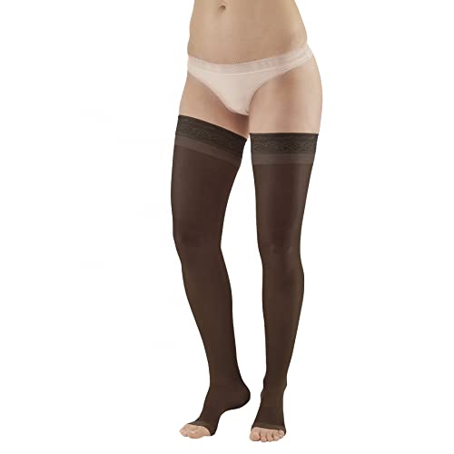 Ames Walker Aw Style 45 Sheer Support 15-20Mmhg Ot Thigh Highs W/Band Black Large #TOP17