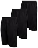 Mad Game Boys' Active Shorts - 3 Pack Performance Mesh Gym Shorts for Boys - Kids Athletic Shorts (8-18), Size 16-18, Black/Black/Black