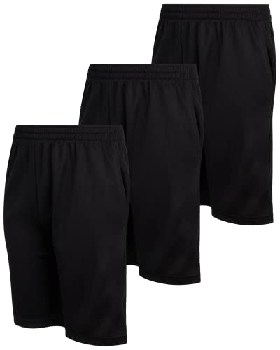 Mad Game Boys Athletic Shorts - 3 Pack Moisture Wicking Mesh Active Boys Shorts for Basketball Gym with Pockets (Sizes: 8-18)