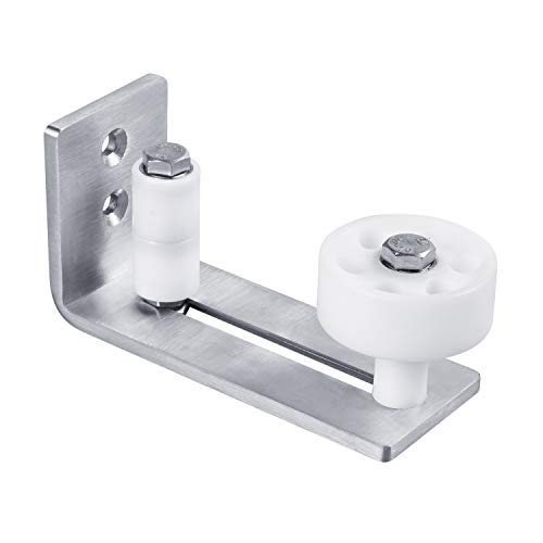 FaithLand Barn Door Floor Guide, Stainless Steel Adjustable Wall Mount Stay Roller Guide- Non-Scratch Wheels with Ball Bearing- Flush with Floor- 8 Setup Options- 2 Pairs of Screws