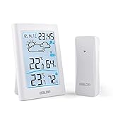 温湿度計 室内 室外 デジタル ワイヤレス 温度計 湿度計 外気温湿度計 高精度 天気予報 LCD大画面 バックライト 最高最低温湿度 温度湿度傾向図 華氏/摂氏表示 置き掛け両用 コンパクト 一つセンサー付き 乾燥対策 熱中症 赤ちゃん 年寄り 体調健康管理 アラーム＆スヌーズ おしゃれ 日本語説明書