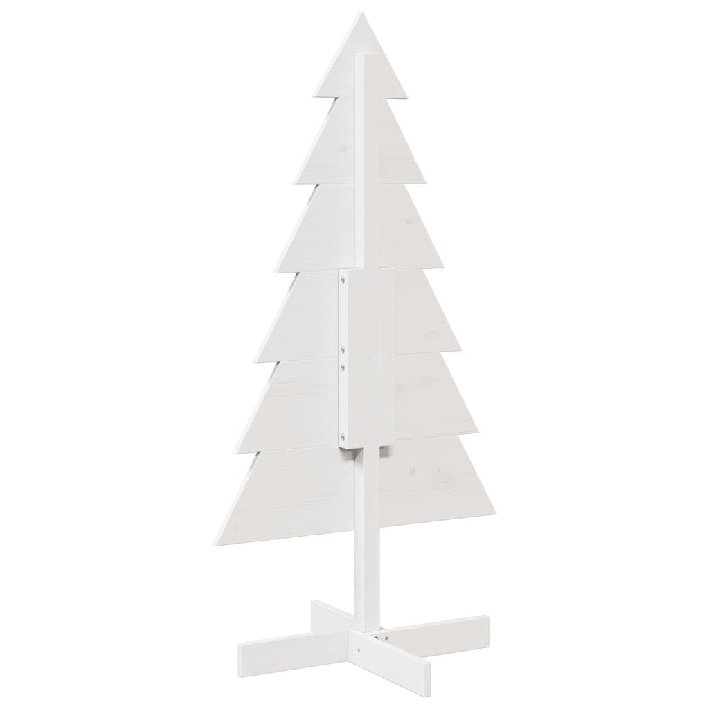 Tidyard Árbol de Navidad de madera para decoración blanca 120 cm pino macizo, árbol de Navidad, árbol de Navidad, montaje rápido para hogar, oficina, fiesta, decoración