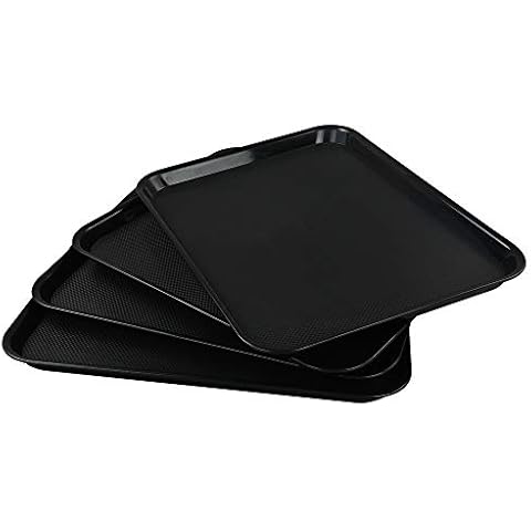 Nicesh Plastic Fast Food Serving Trays, Black, Set of 4 Cover