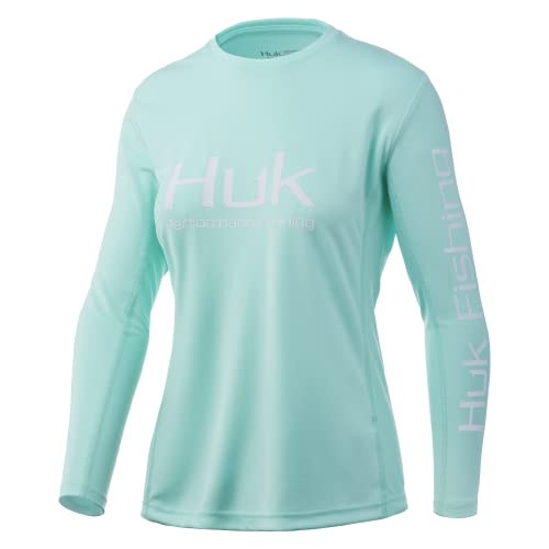 HUK womens Icon X Long Sleeve Shirt|fishing With Sun Protection Shirt, Beach Glass, X-Large US