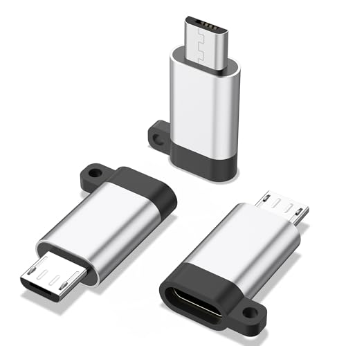 3 Pack USB C to Micro USB Adapter USB Type C Female to Micro USB Male Converter Data Sync Compatible with Samsung Galaxy S7 S6 J7 Note 5 Kindle PS4 Nexus 5 6 and Micro USB Devices (Silver)