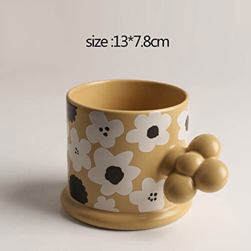 Tazzine da caffè Semplice Maniglia di Fiori Coppia Creativa Coppia casa Carino Bere Tazza Tazza di caffè Tazza di Latte Tazza retrò Tazza addensata Set di Tazze (Color : Beige)